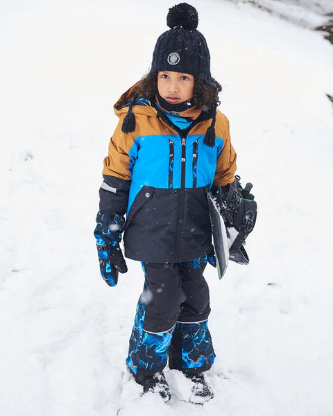 Habit de neige TEKNIK 2-pièces brun, bleu, noir imprimé d'éclairs