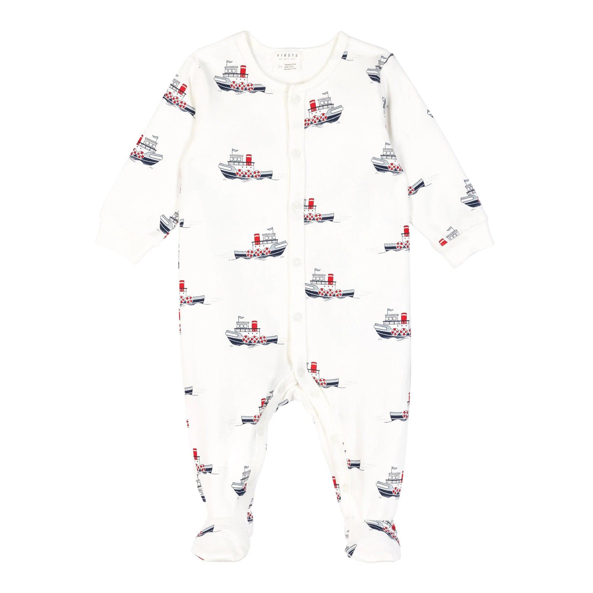 Pyjama en tricot avec pieds - Tugboats (NB-12M)