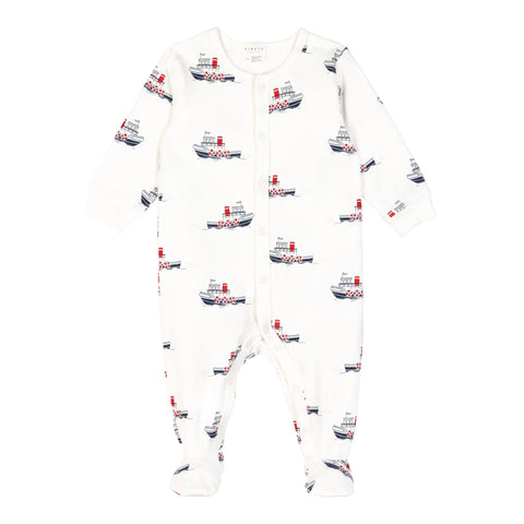 Pyjama en tricot avec pieds - Tugboats (NB-12M)